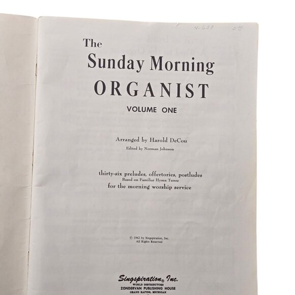 The Sunday Morning Organist Music Books Volumes 1 and 4 1962 1963 Church Organ - Picture 2 of 16